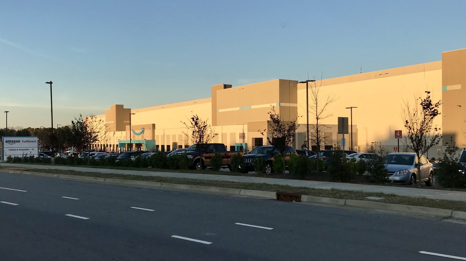 Large industrial warehouse and logistics facility with vehicle access